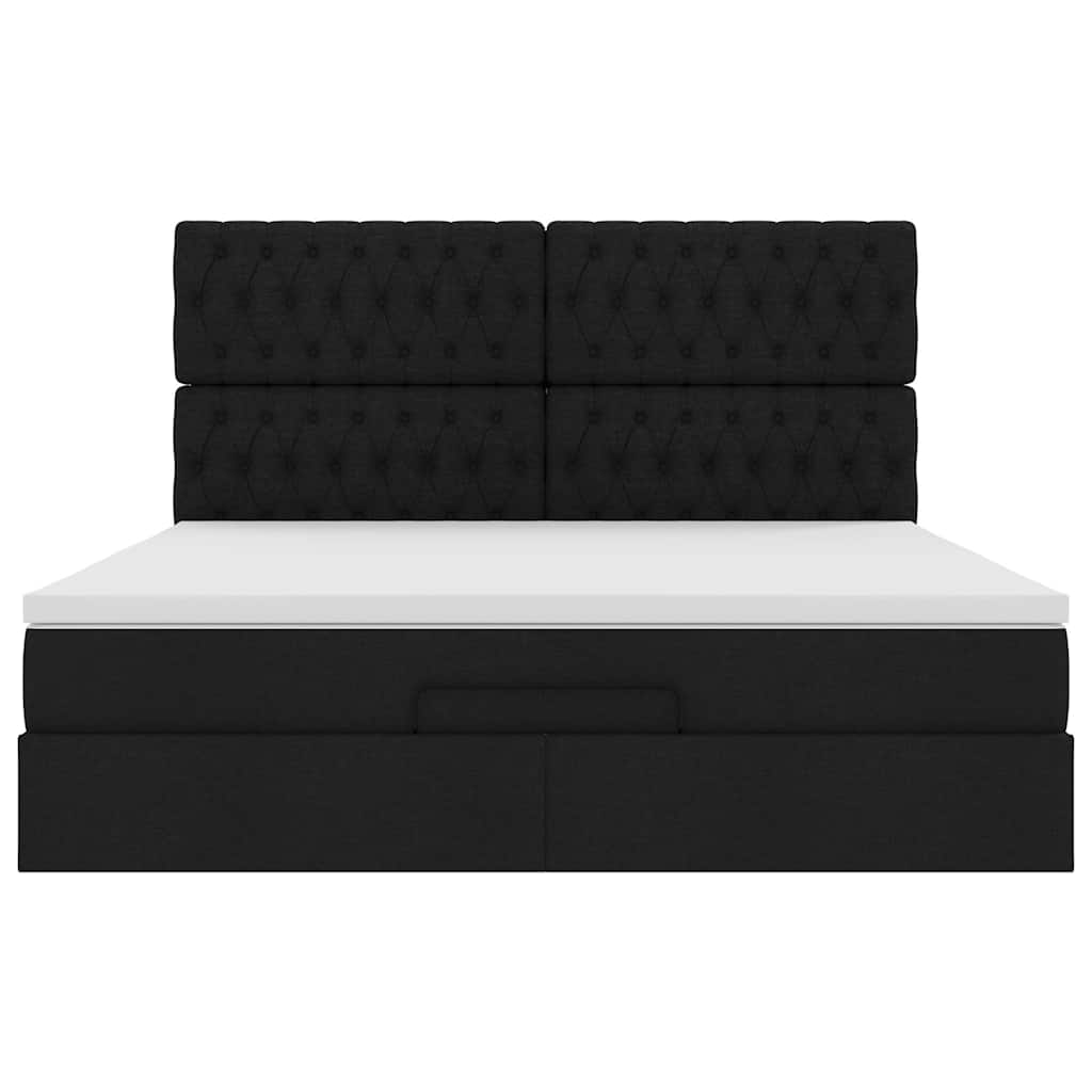 Estrutura de cama otomana com colchão 180x200 cm tecido preto