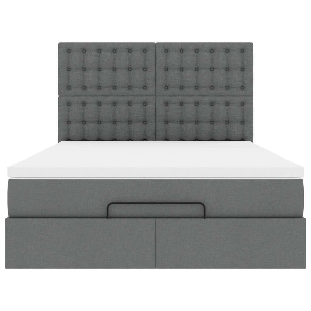 Estrutura de cama otomana com colchão 140x190cm cinzento escuro