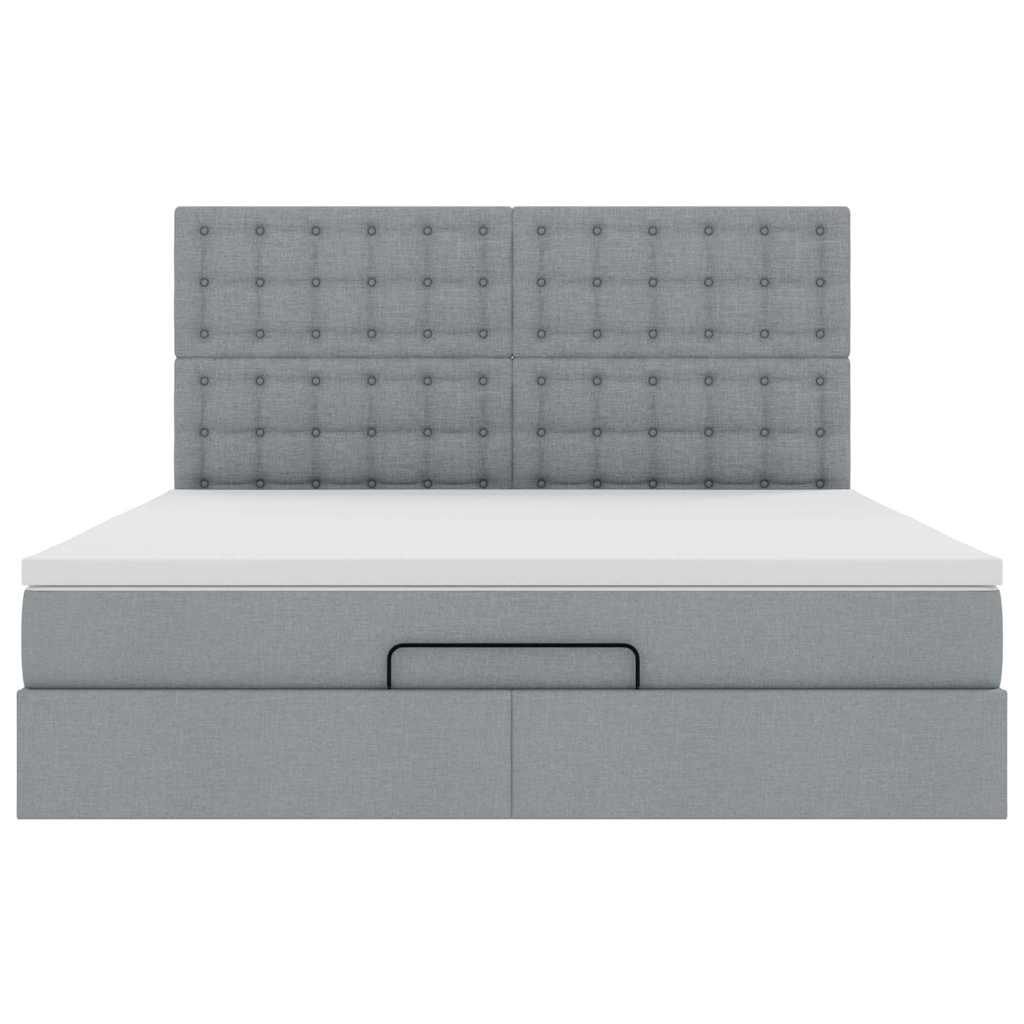 Estrutura cama otomana colchão 160x200 cm tecido cinzento claro
