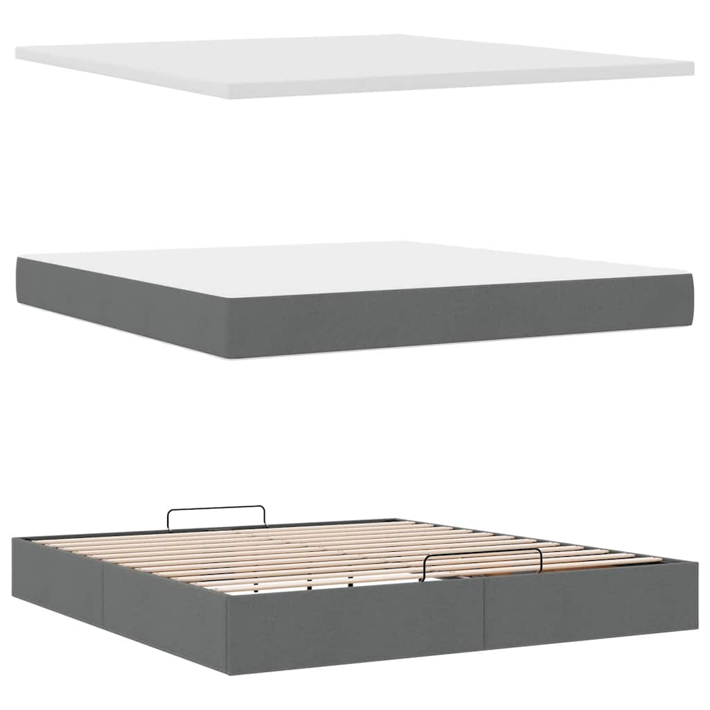 Estrutura de cama otomana com colchão 180x200cm cinzento escuro