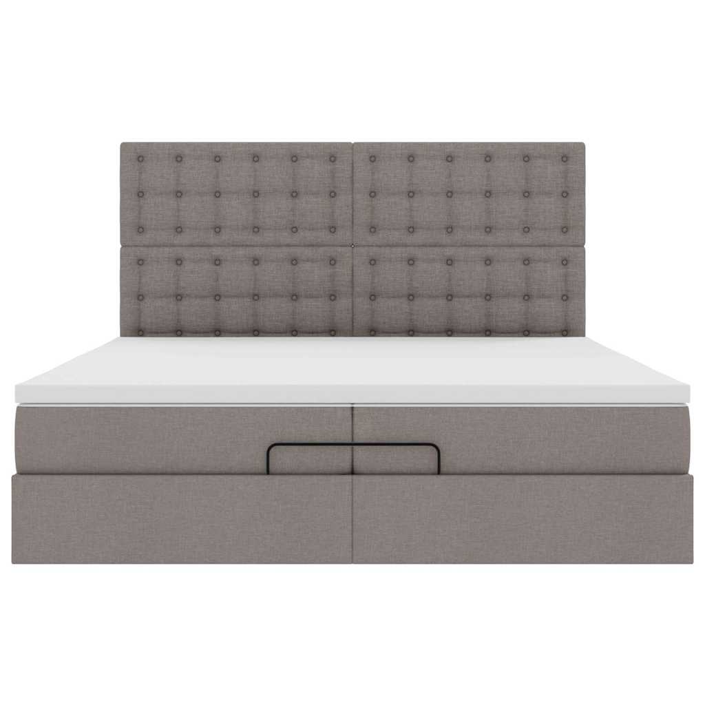 Estrutura cama otomana com colchões tecido cinzento 200x200cm