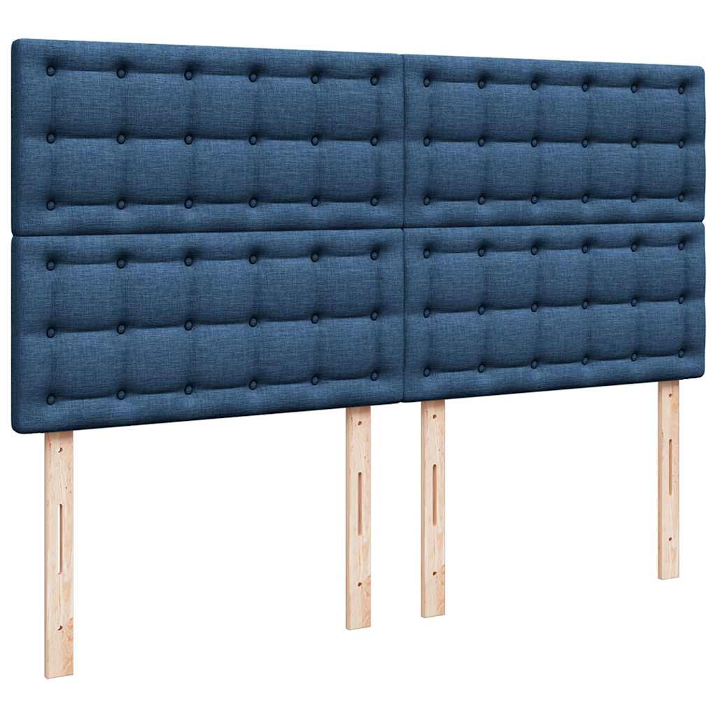 Estrutura de cama otomana com colchões 200x200cm tecido azul