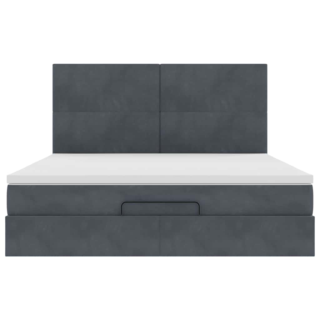 Estrutura cama otomana colchões 160x200 cm cinzento escuro
