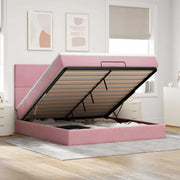 Estrutura de cama otomana com colchões 160x200 cm veludo rosa