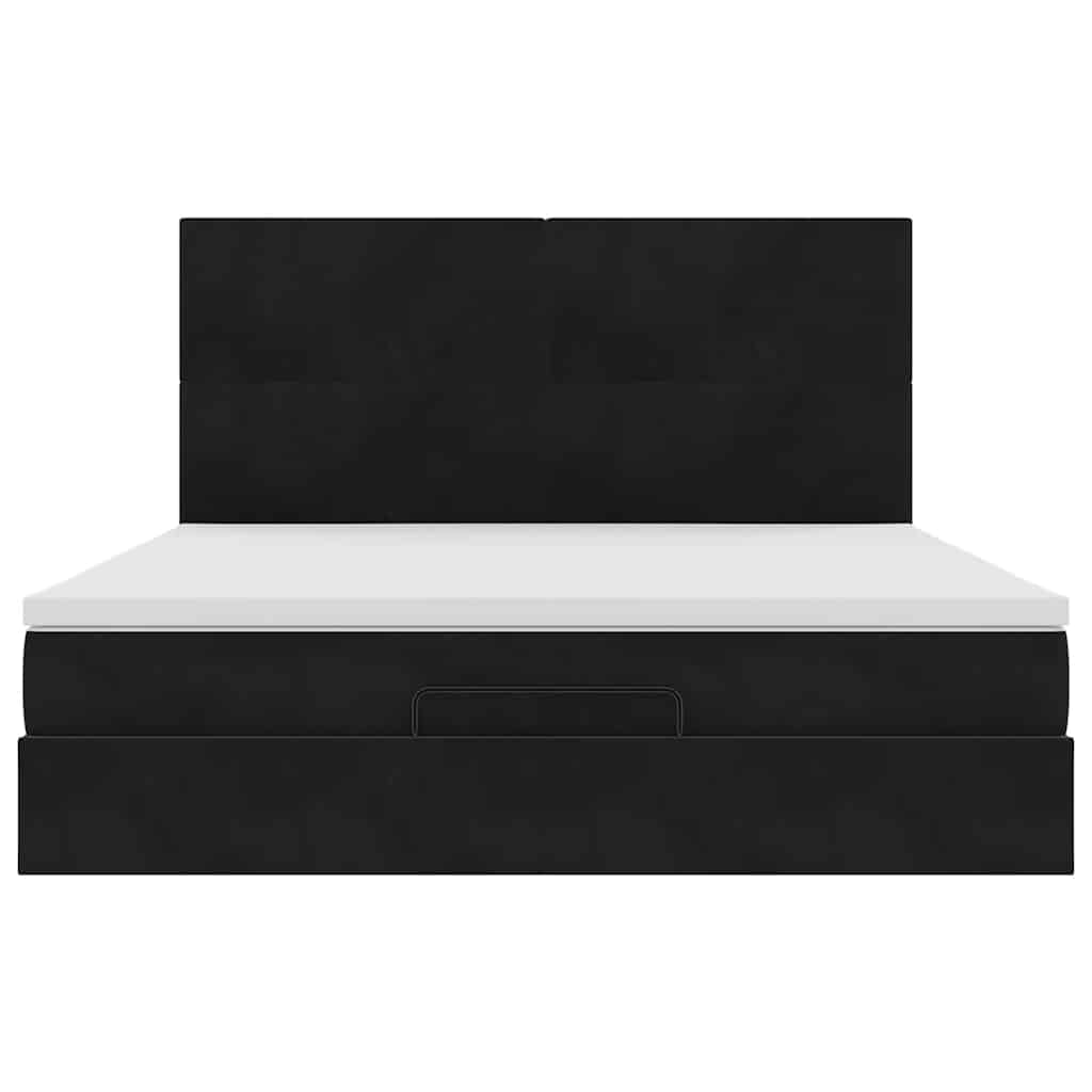 Estrutura de cama otomana com colchões 180x200cm veludo preto
