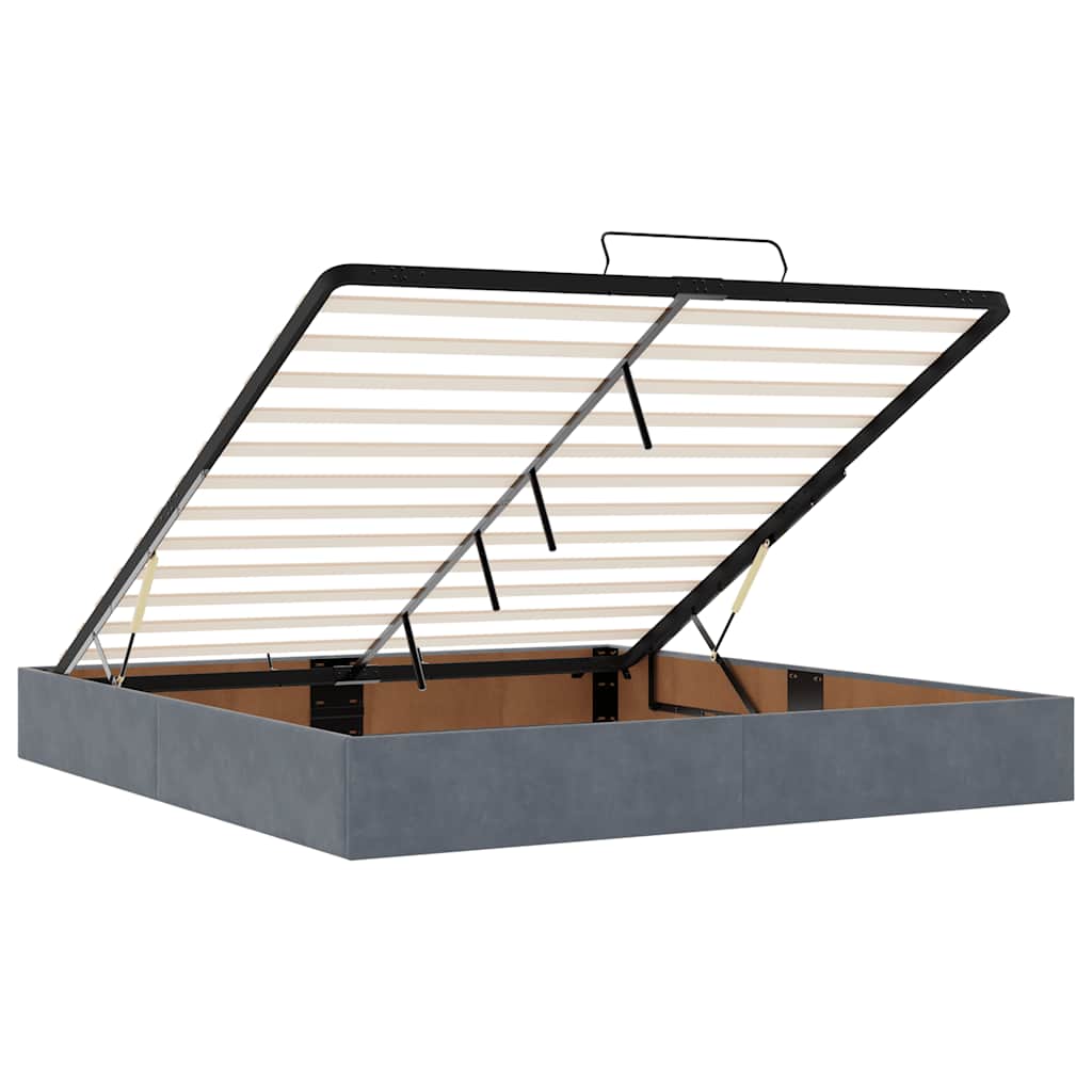 Estrutura cama otomana colchões 180x200 cm cinzento escuro