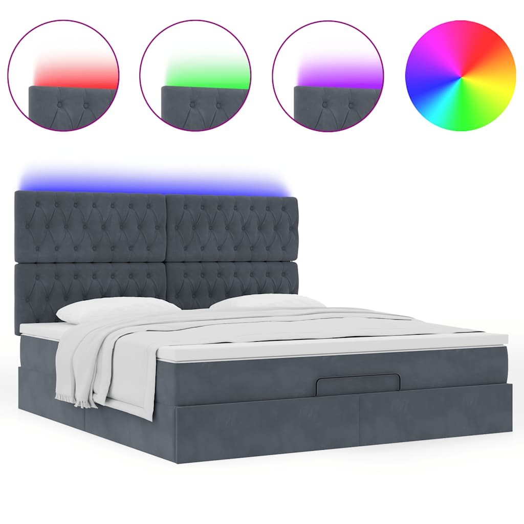 Estrutura cama otomana colchões 160x200 cm cinzento escuro