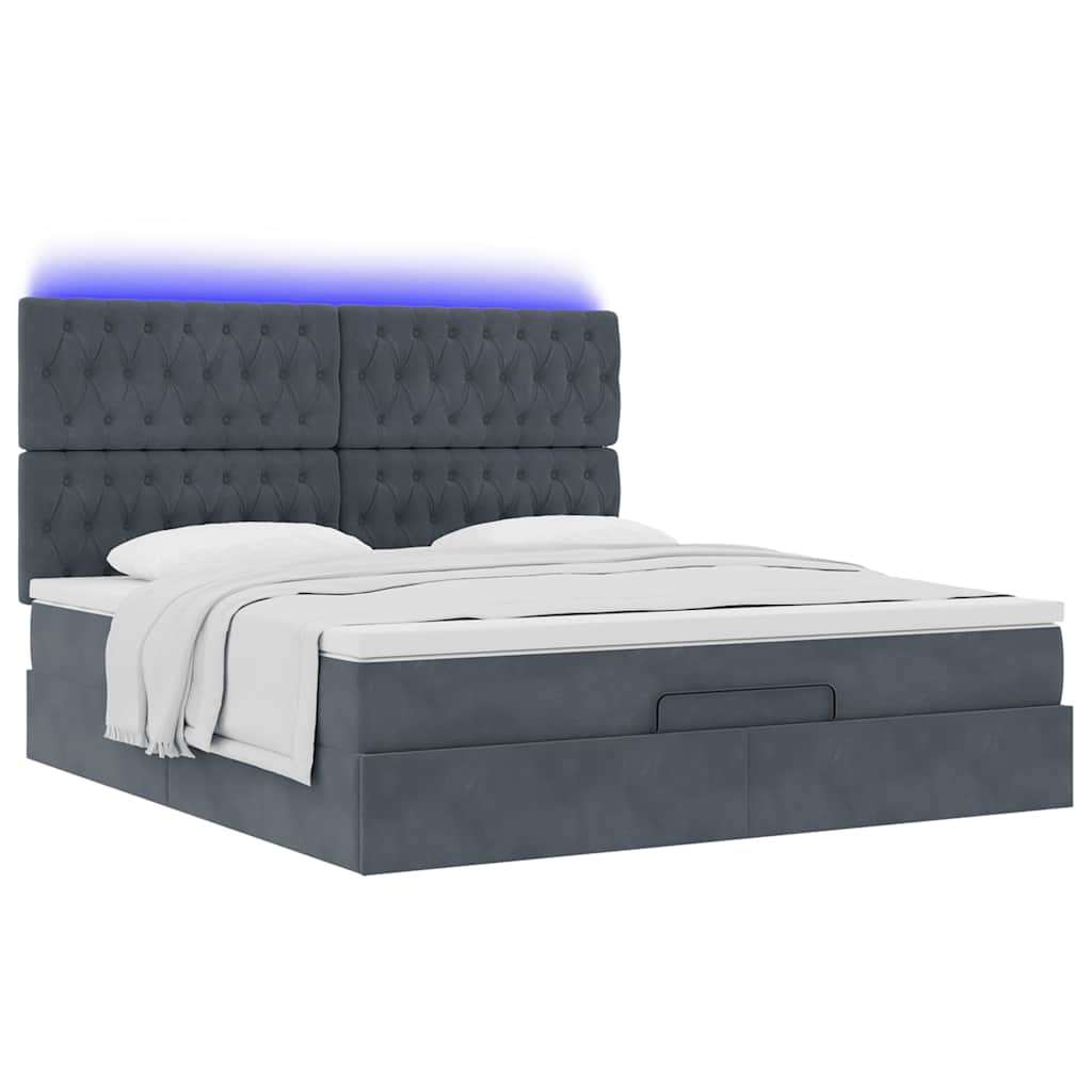 Estrutura cama otomana colchões 160x200 cm cinzento escuro