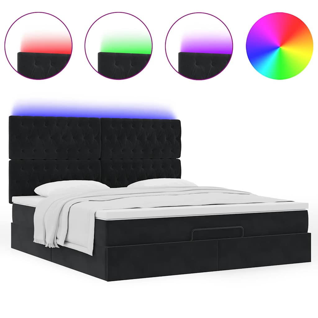 Estrutura de cama otomana com colchões 160x200 cm veludo preto