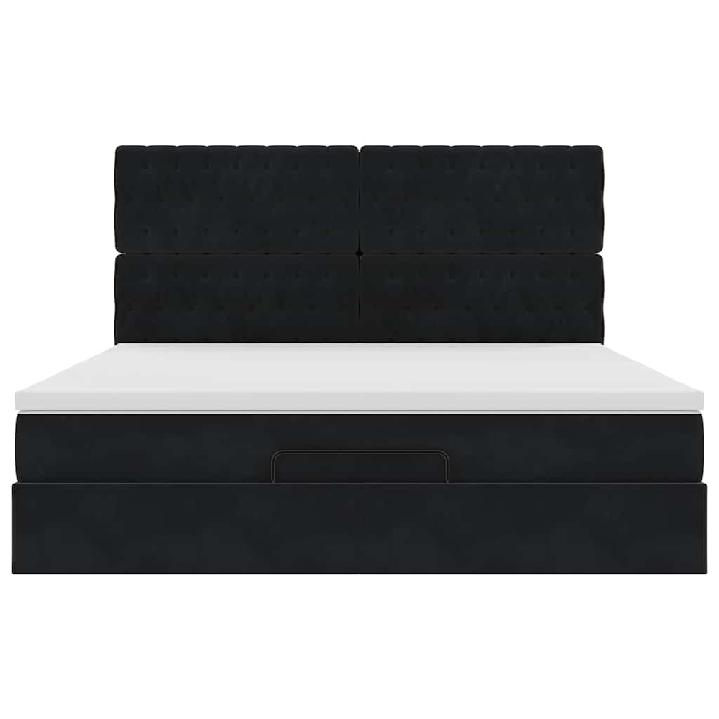 Estrutura de cama otomana com colchões 160x200 cm veludo preto