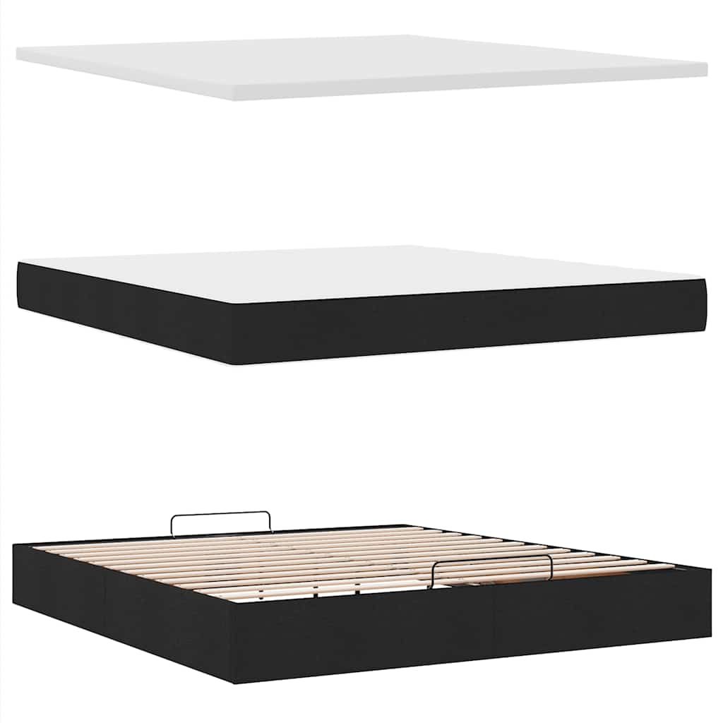 Estrutura de cama otomana com colchões 180x200cm veludo preto