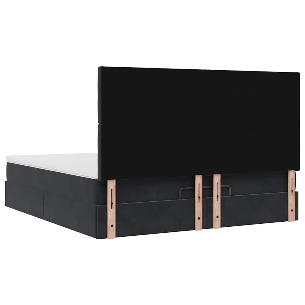 Estrutura de cama otomana com colchões 160x200 cm veludo preto