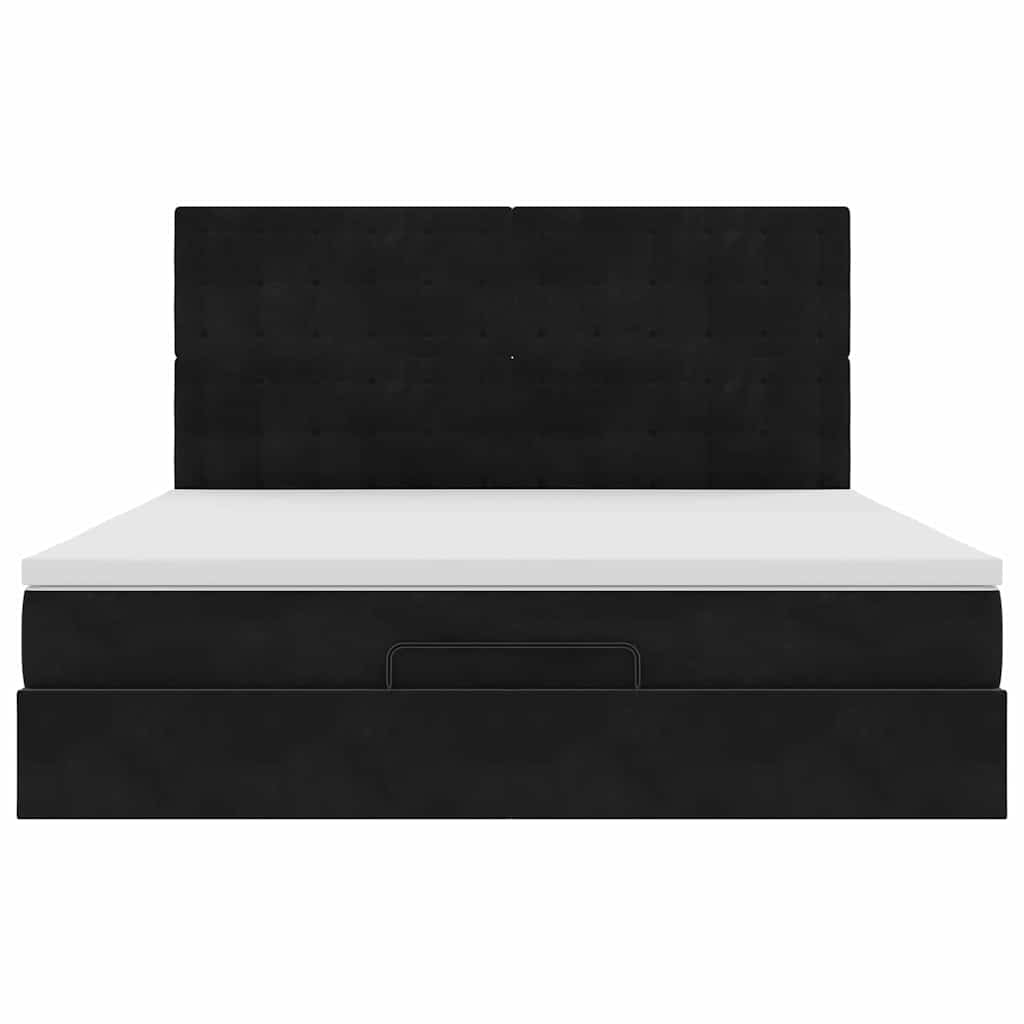 Estrutura de cama otomana com colchões 160x200 cm veludo preto