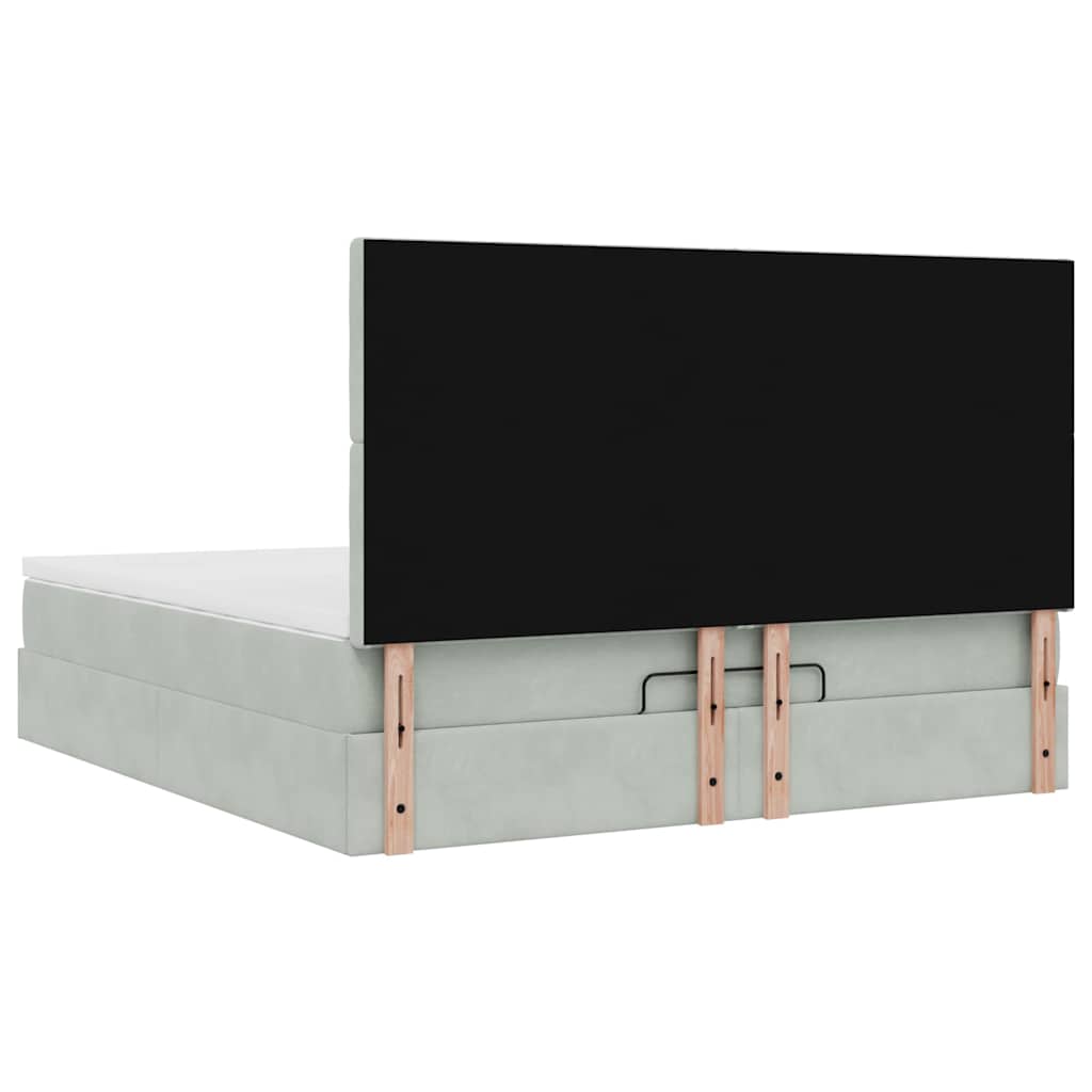 Estrutura cama otomana colchões 180x200cm veludo cinzento claro