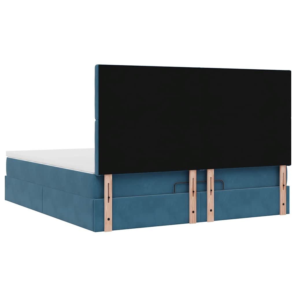 Estrutura cama otomana colchões 180x200 cm veludo azul escuro