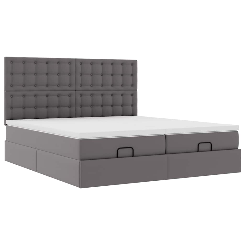 Cama otomana com colchões & LEDs 180x200 cm couro artificial
