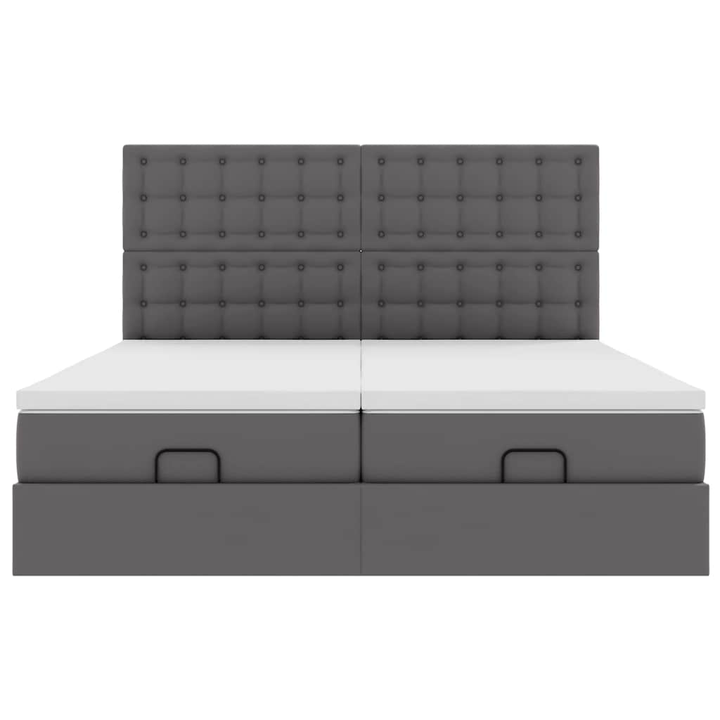 Cama otomana com colchões & LEDs 180x200 cm couro artificial