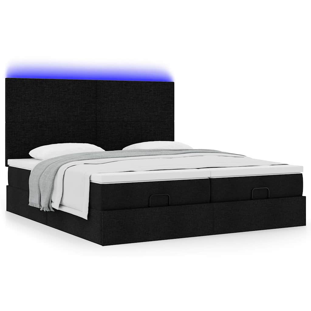 63 / 5,000 Estrutura de cama otomana com colchões tecido preto