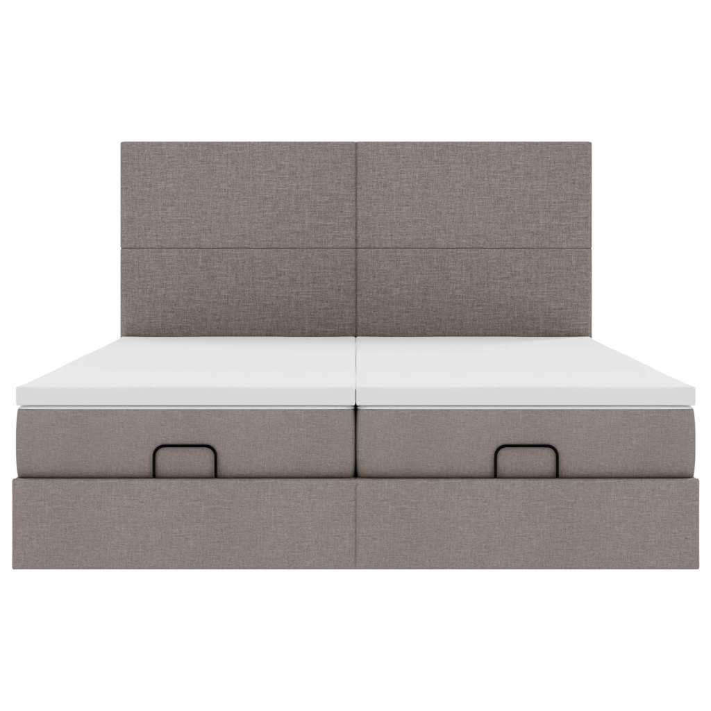 Estrutura cama otomana com colchões tecido cinzento 200x200cm