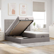 Estrutura cama otomana com colchões tecido cinzento 200x200cm