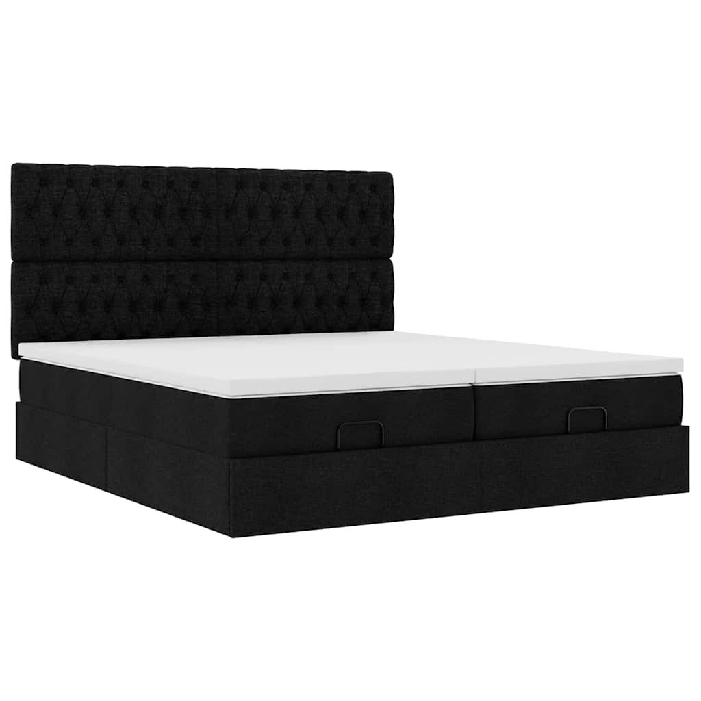 63 / 5,000 Estrutura de cama otomana com colchões tecido preto