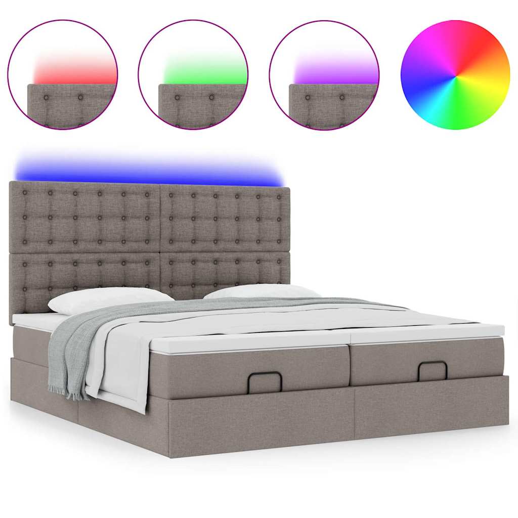 Estrutura cama otomana com colchões tecido cinzento 200x200cm