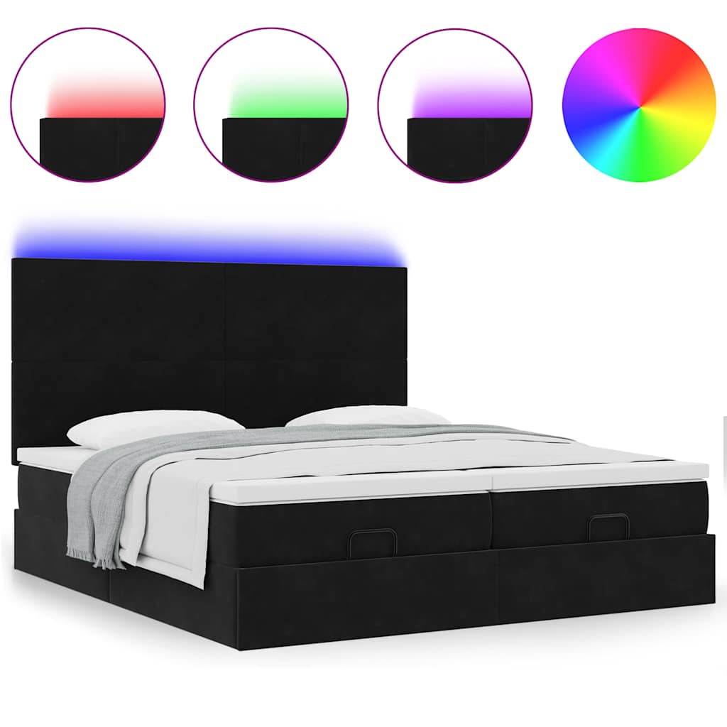Estrutura de cama otomana com colchões 160x200 cm veludo preto