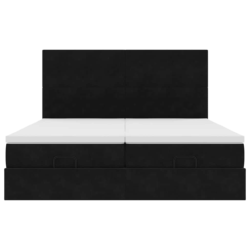 Estrutura de cama otomana com colchões 160x200 cm veludo preto