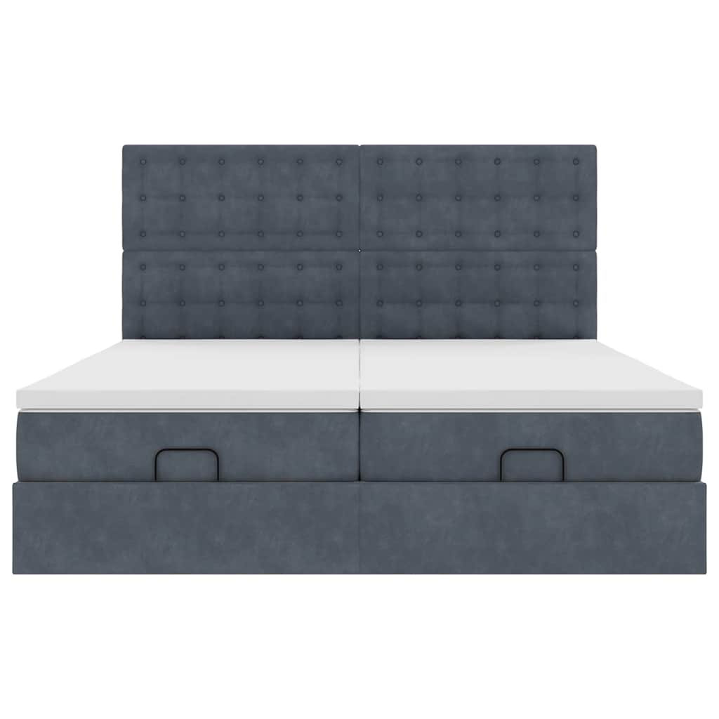 Estrutura cama otomana colchões 160x200 cm cinzento escuro