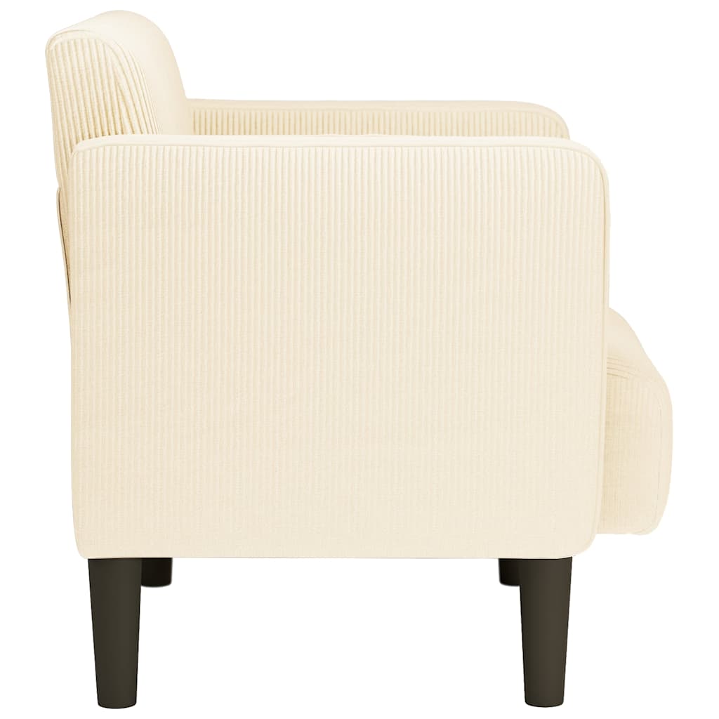 Poltrona com apoio de braços 54 cm tecido corduroy creme