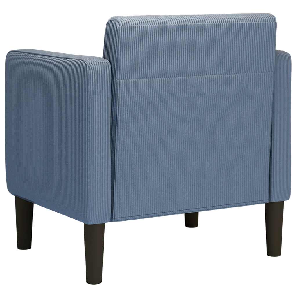 Poltrona com apoio de braços 54 cm tecido corduroy azul