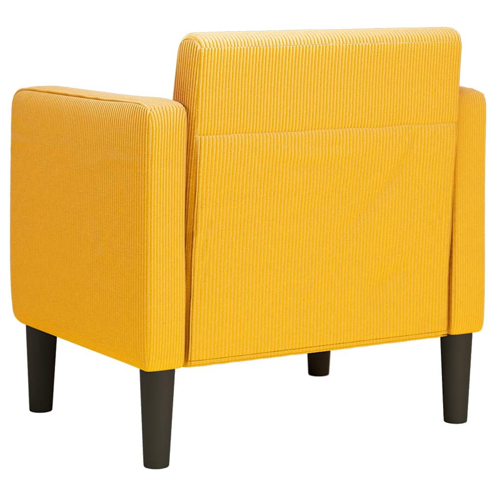 Poltrona com apoio de braços 54cm tecido corduroy amarelo-claro