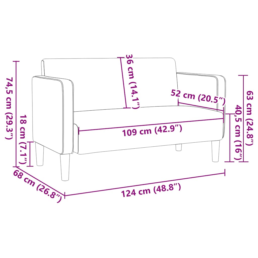 Sofá-luvas 109 cm tecido corduroy cinzento-escuro
