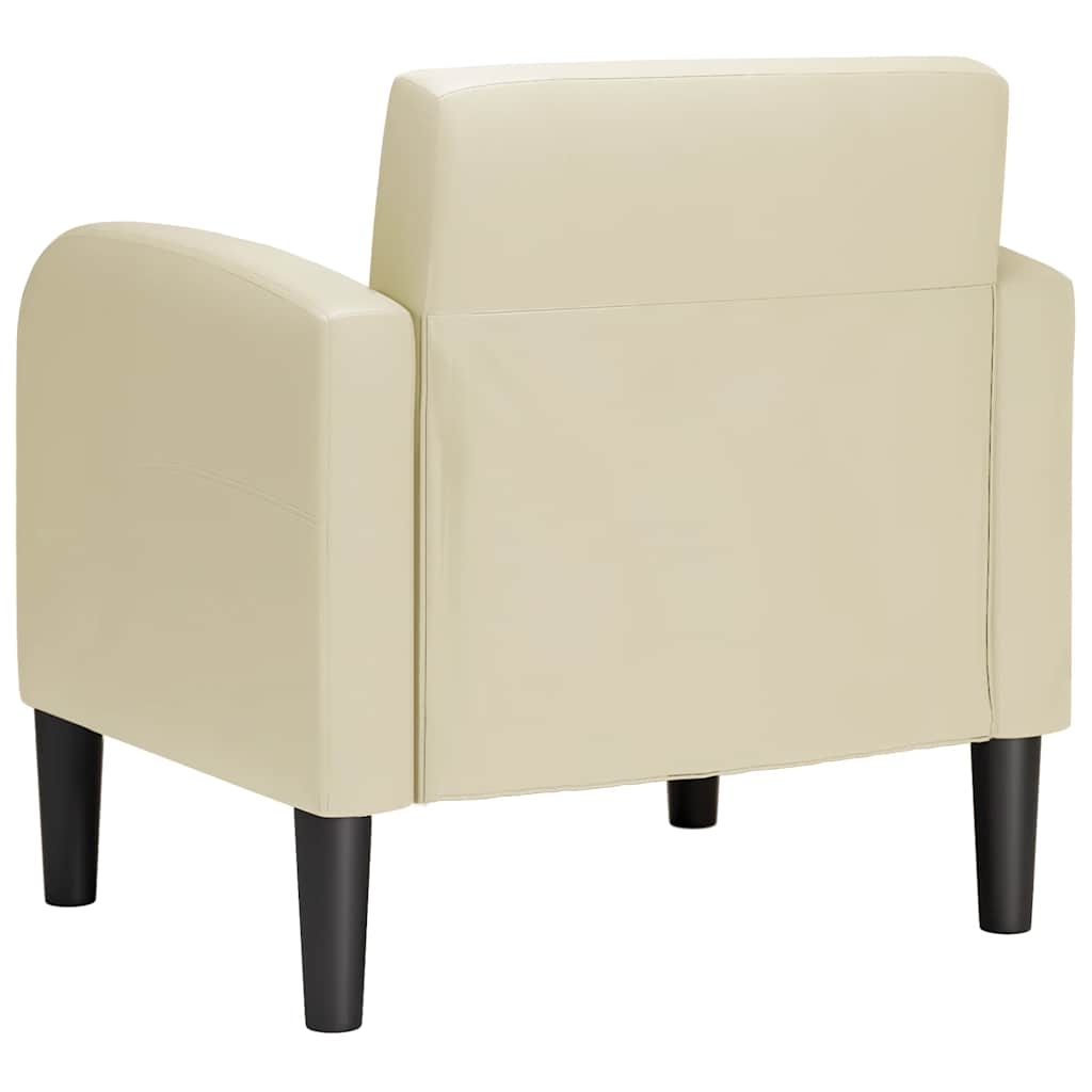 Poltrona com apoios de braços 54 cm couro artificial creme
