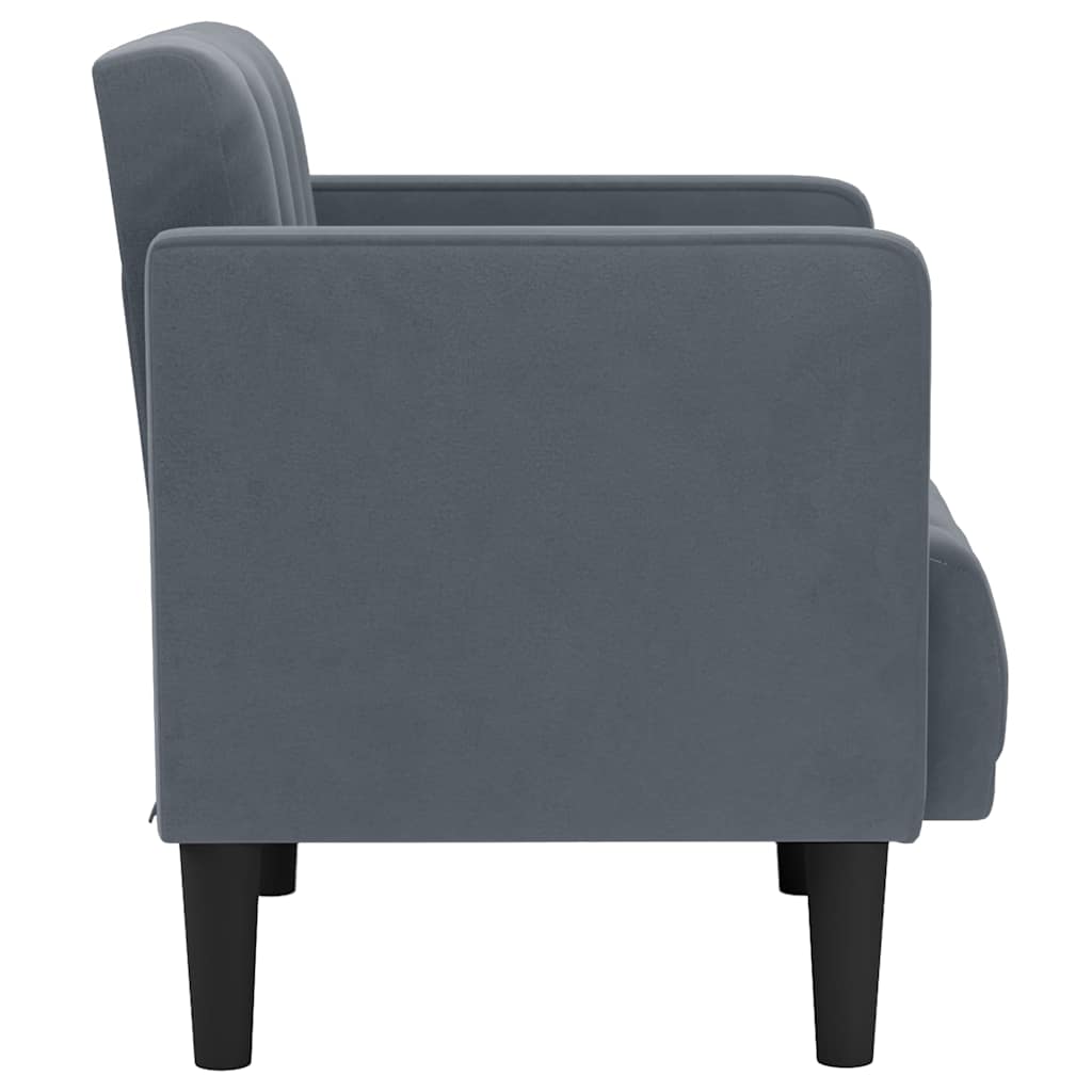 Poltrona com apoio de braços 53 cm veludo cinzento-escuro
