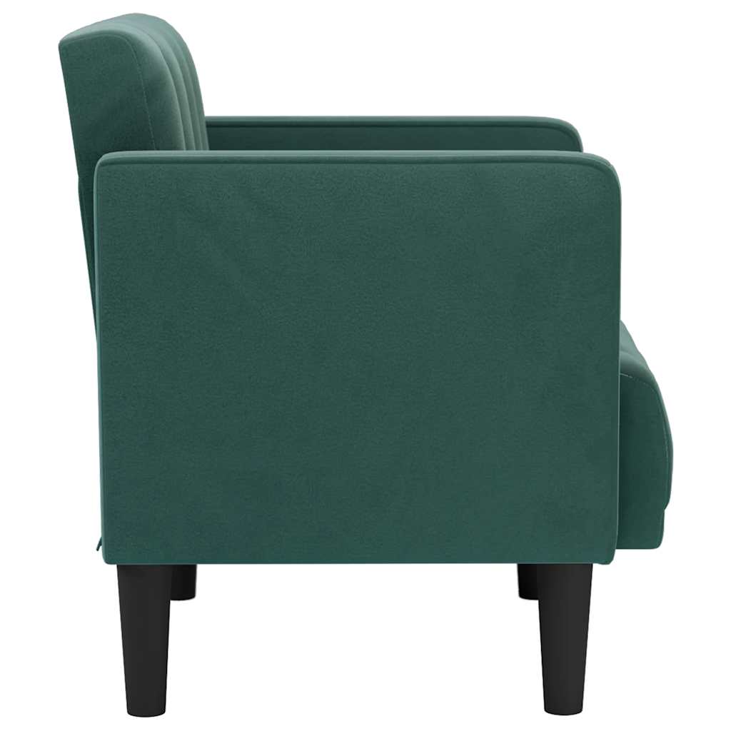 Poltrona com apoio de braços 53 cm veludo verde-escuro