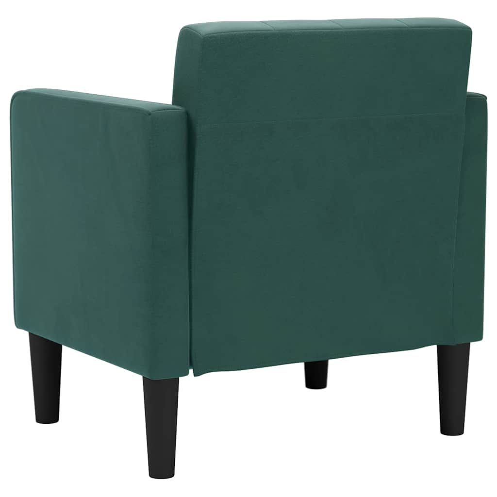 Poltrona com apoio de braços 53 cm veludo verde-escuro