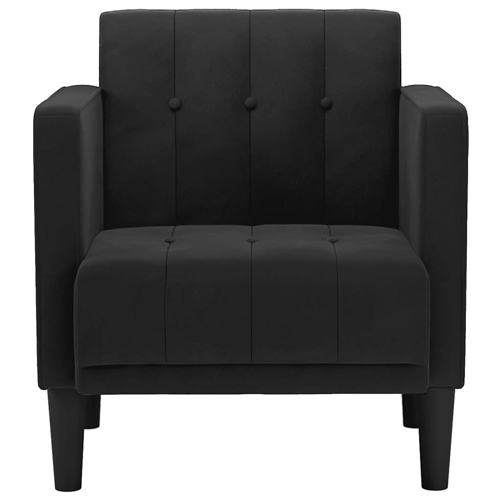 Poltrona com apoio de braços 53 cm veludo preto