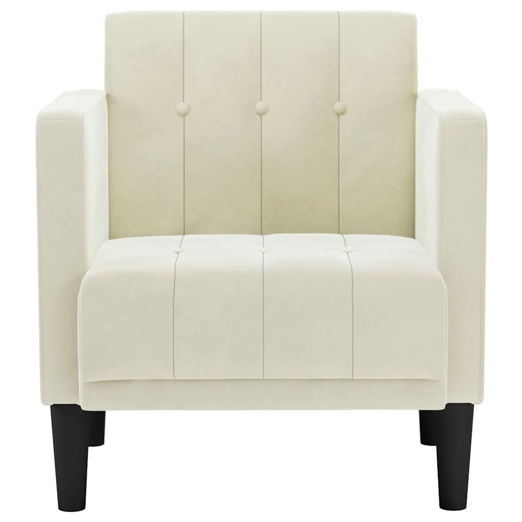 Poltrona com apoio de braços 53 cm veludo creme
