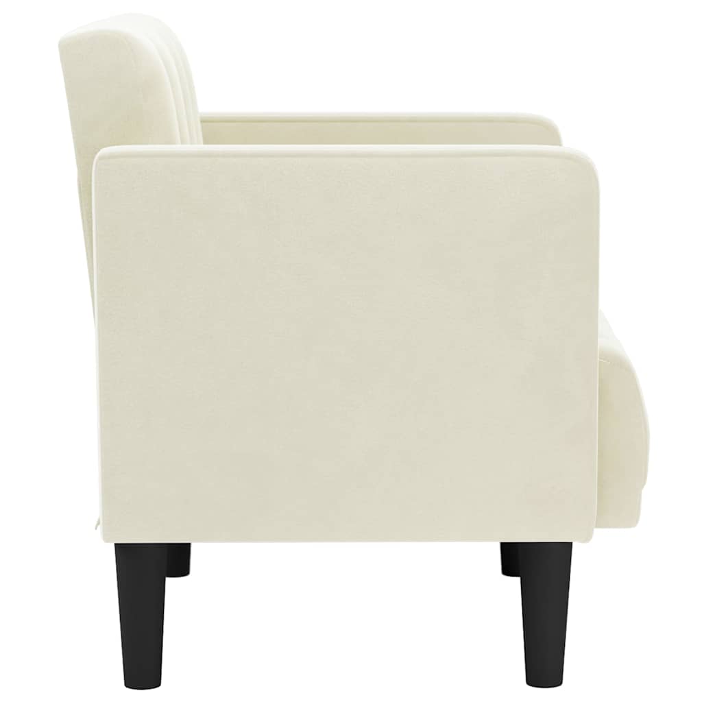 Poltrona com apoio de braços 53 cm veludo creme