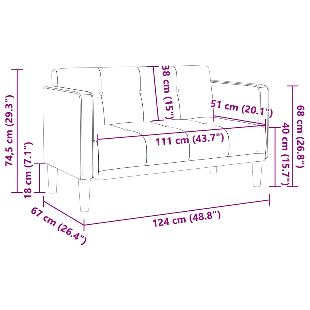 Sofá-luvas 111 cm tecido cinzento-claro