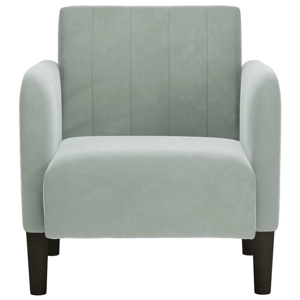 Poltrona com apoio de braços 54 cm veludo cinzento-claro