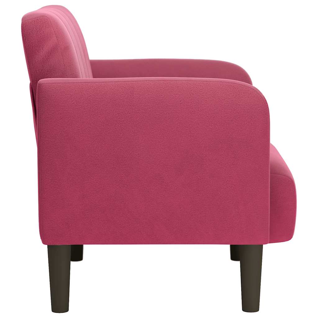 Poltrona com apoio de braços 54 cm veludo vermelho tinto