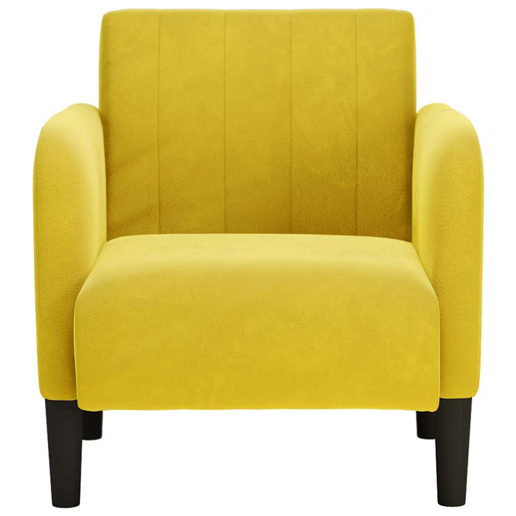 Poltrona com apoio de braços 54 cm veludo amarelo