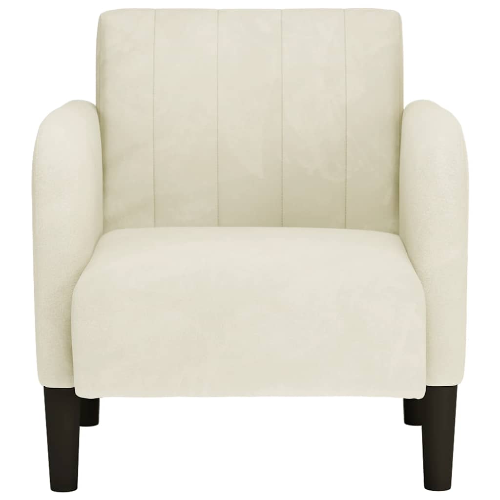 Poltrona com apoio de braços 54 cm veludo creme