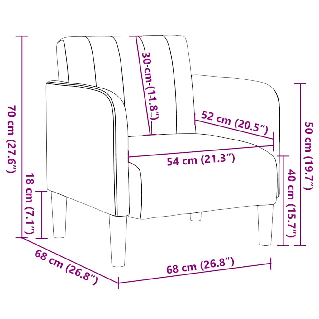 Poltrona com apoio de braços 54 cm veludo creme
