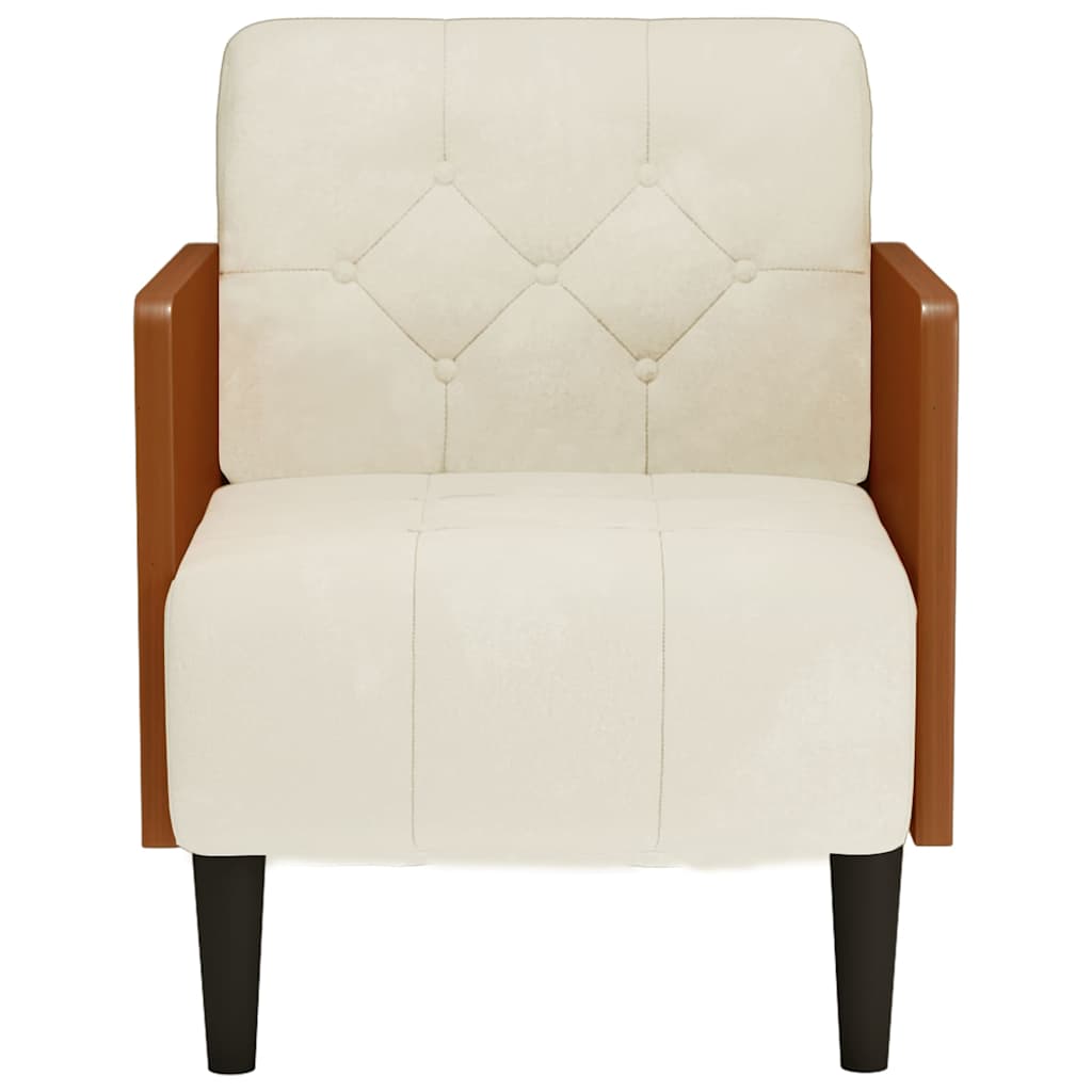 Poltrona com apoio de braços 55 cm veludo creme