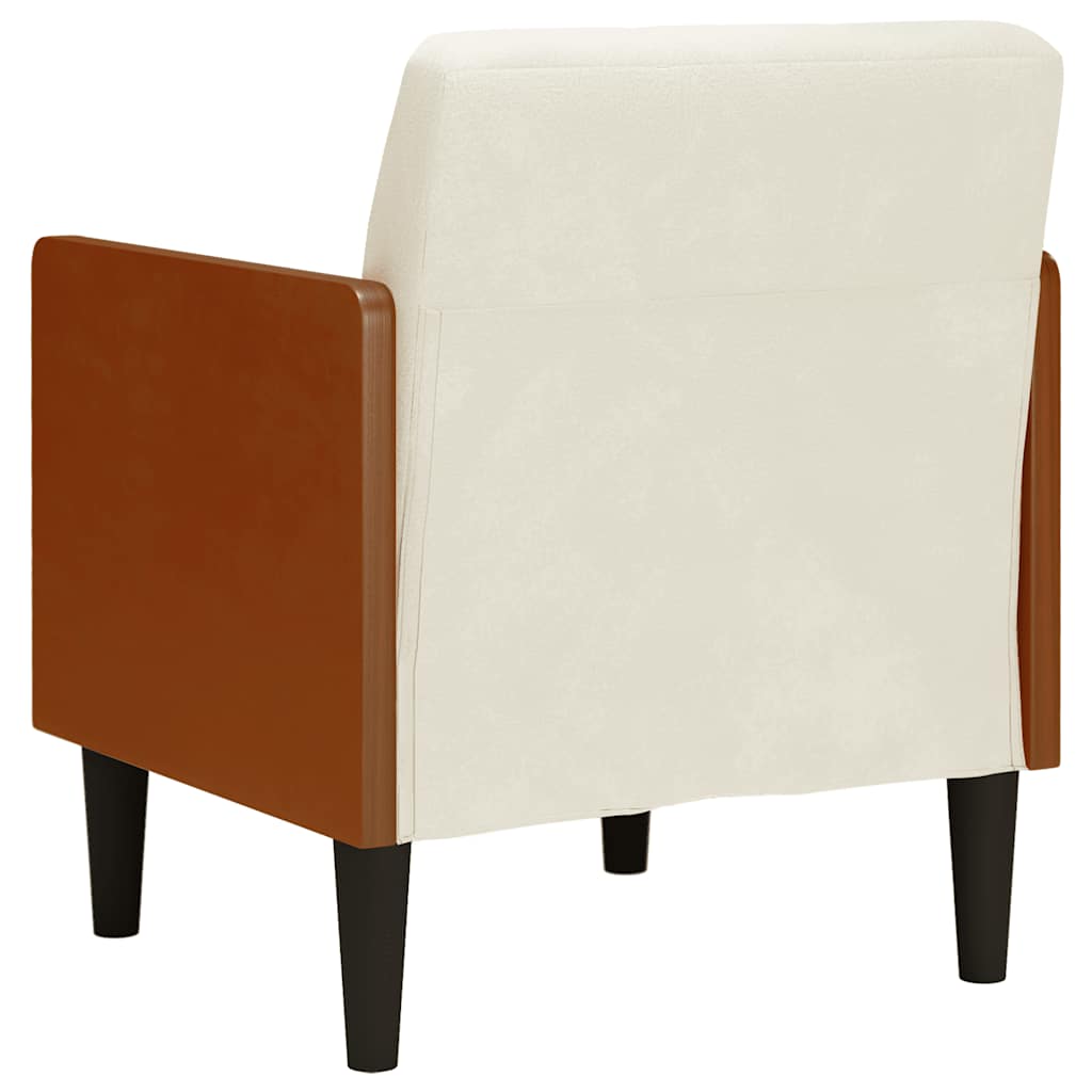 Poltrona com apoio de braços 55 cm veludo creme