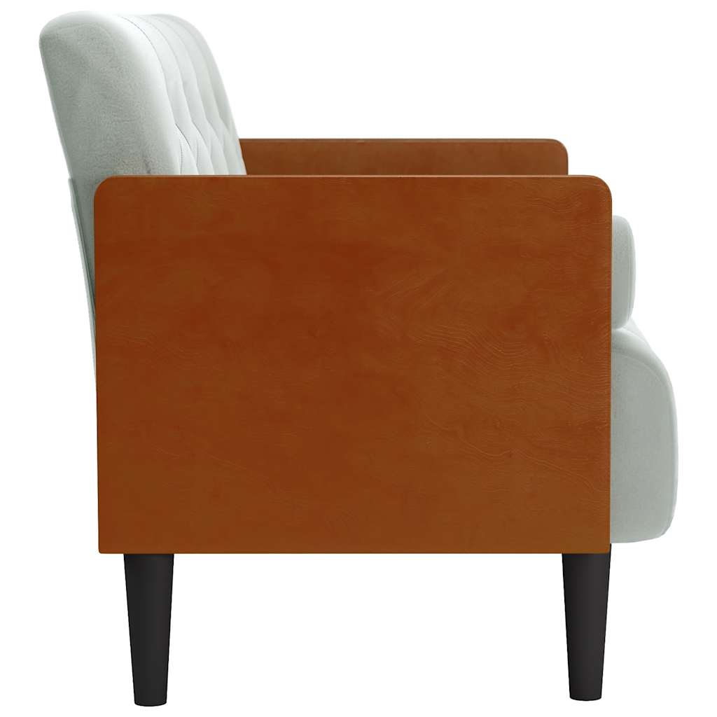 Sofá-luvas com rolos 110 cm veludo cinzento-claro
