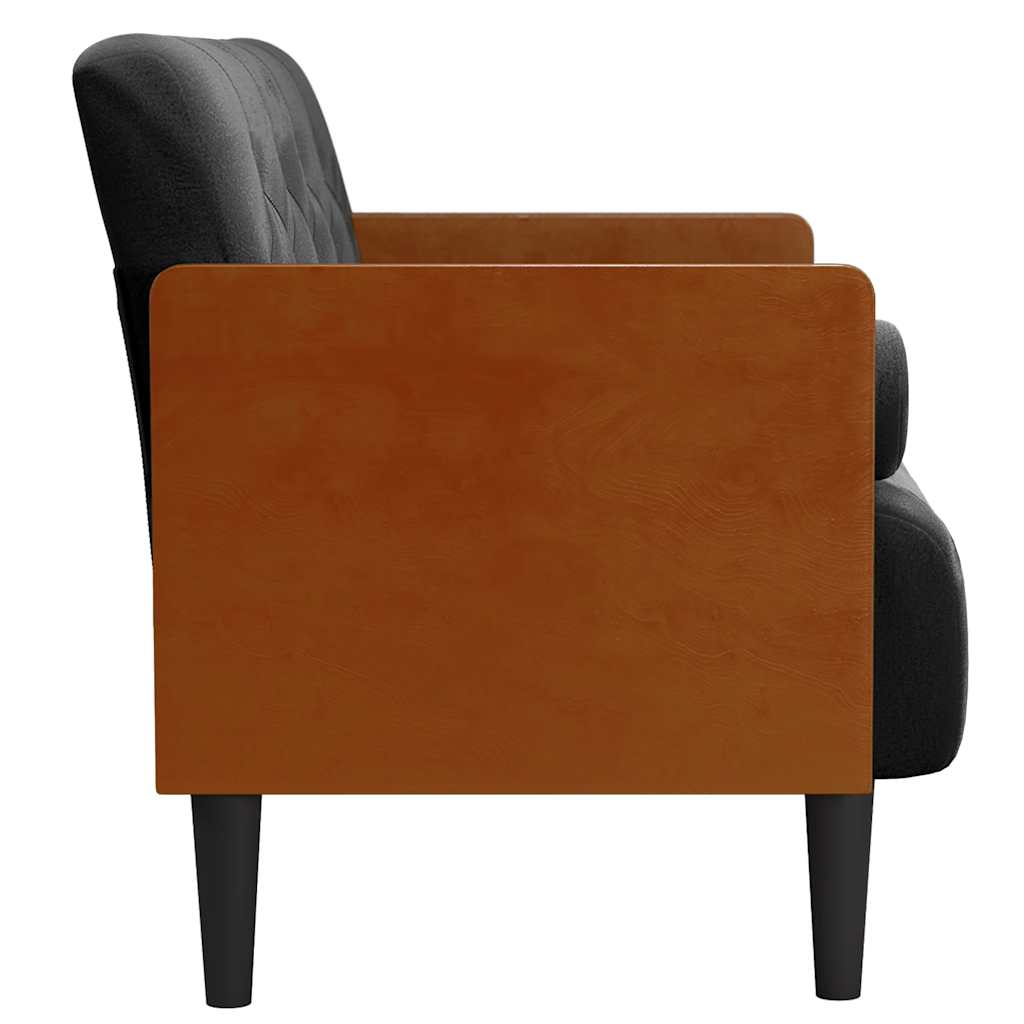 Sofá-luvas com rolos 110 cm veludo preto